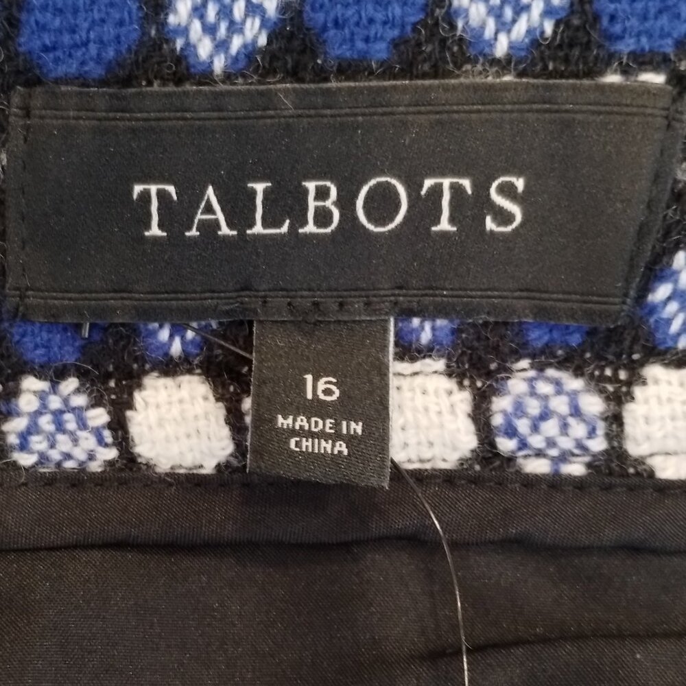 Talbot's Wool Blend Skirt Blue/Black Geometric Print Size 16 NWT - Picture 7 of 9
